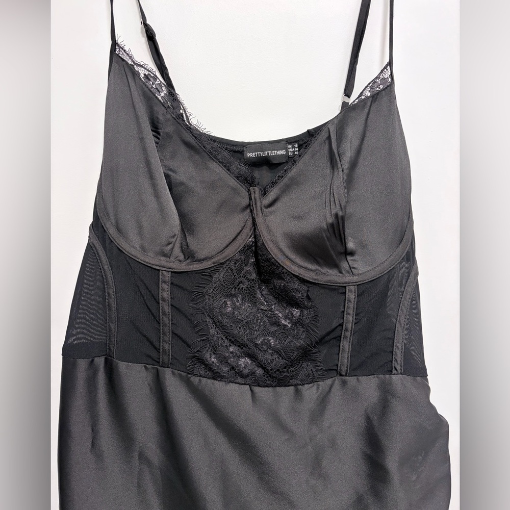 PrettyLittleThing Satin & Lace Slip Dress